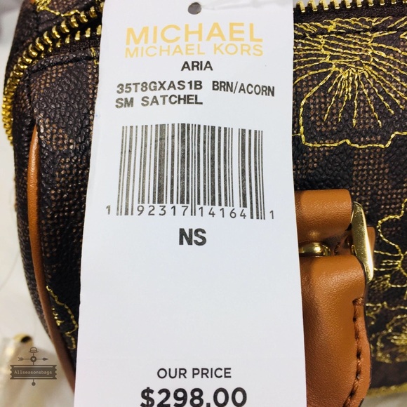 Michael Kors aria Small Satchel Brown Acorn floral - Picture 6 of 8